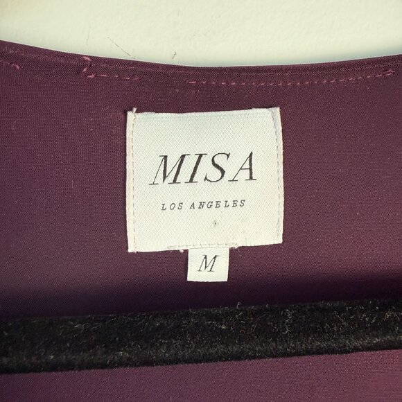 Misa Los Angeles Teget Twist Front Draped Mini Dress Bell Sleeves Plum Purple Si - Picture 7 of 14